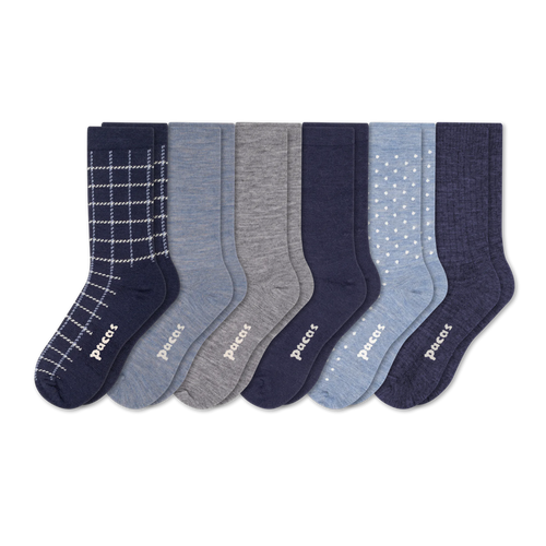 6 Pack - Women's Light-Weight Crew Pacas Socks
