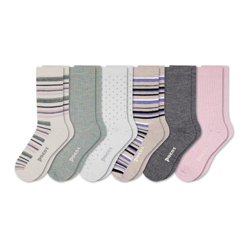 6 Pack - Women's Light-Weight Crew Pacas Socks