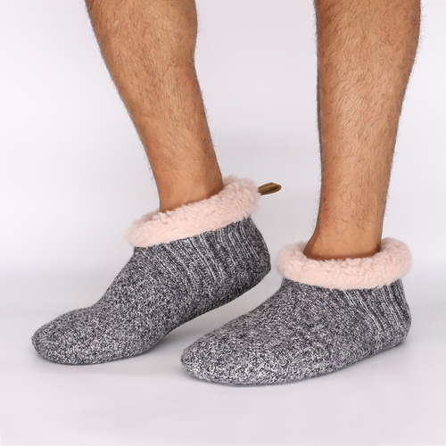 Men's Alpaca Lined Gripper Slippers