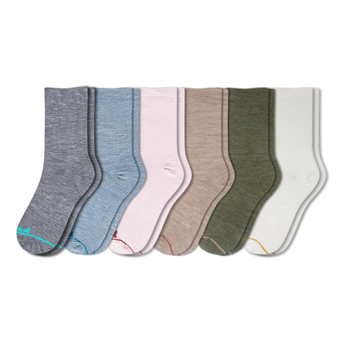 6 Pack - Women's Light-Weight Crew Pacas Socks