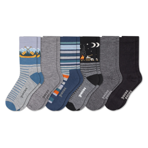 6 Pack - Men's Light-Weight Crew Pacas Socks