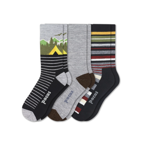 3 Pack - Men's Light-Weight Crew Pacas Socks