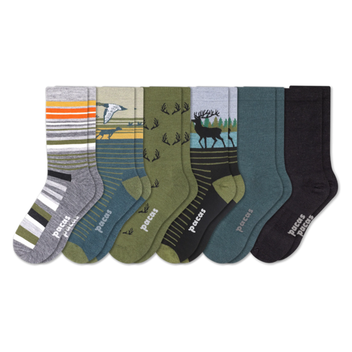 6 Pack - Men's Light-Weight Crew Pacas Socks