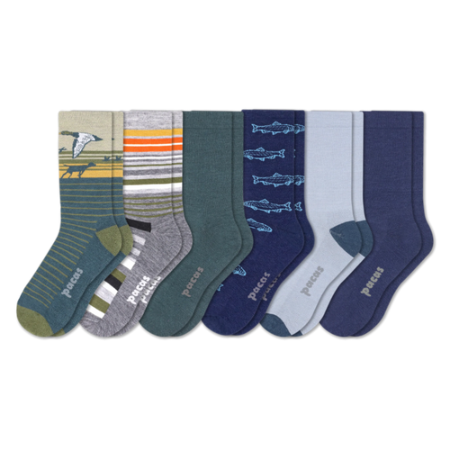 6 Pack - Men's Light-Weight Crew Pacas Socks