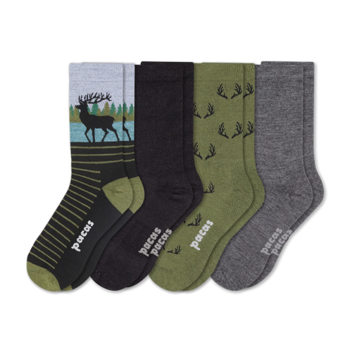 4 Pack - Men's Light-Weight Crew Pacas Socks