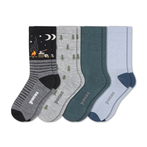 4 Pack - Men's Light-Weight Crew Pacas Socks