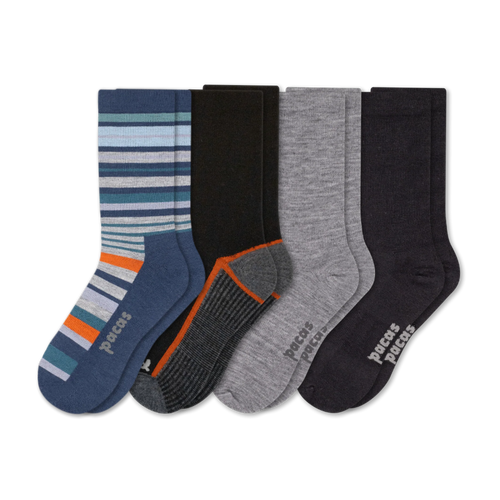 4 Pack - Men's Light-Weight Crew Pacas Socks