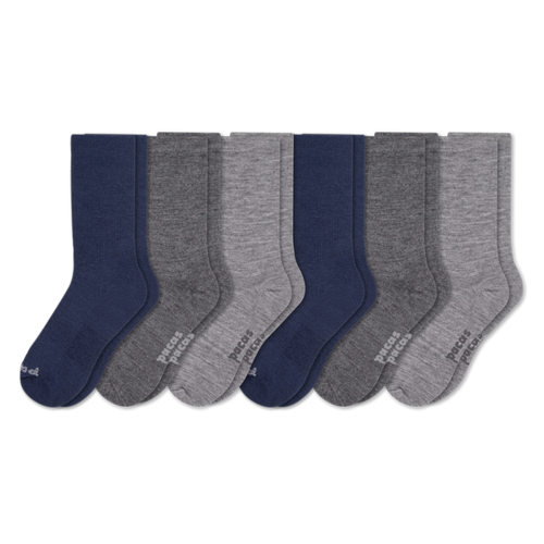 6 Pack - Men's Light-Weight Crew Pacas Socks