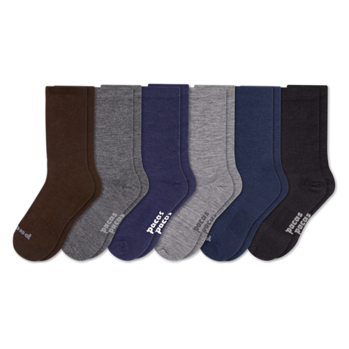 6 Pack - Men's Light-Weight Crew Pacas Socks