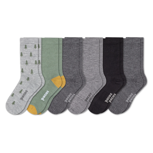 6 Pack - Men's Light-Weight Crew Pacas Socks
