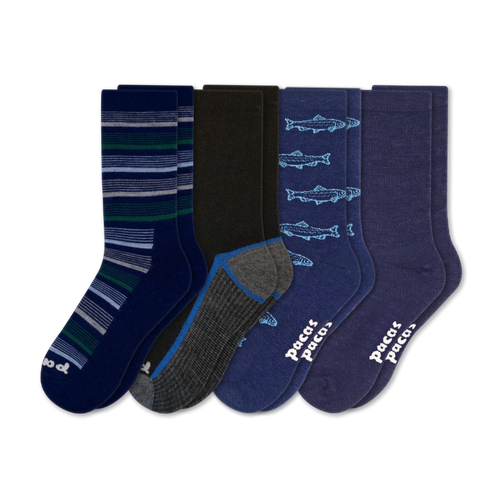 4 Pack - Men's Light-Weight Crew Pacas Socks