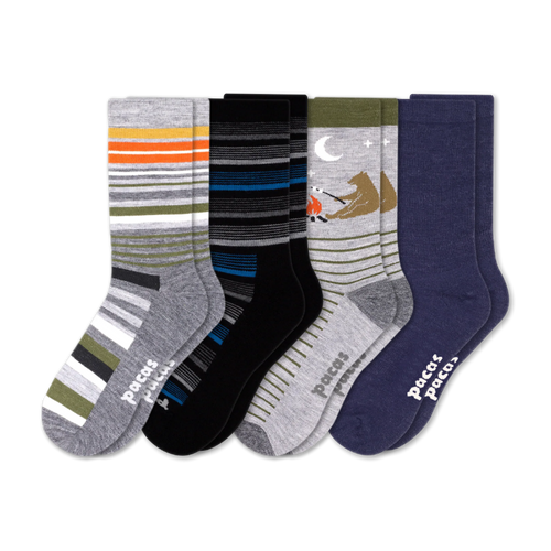 4 Pack - Men's Light-Weight Crew Pacas Socks