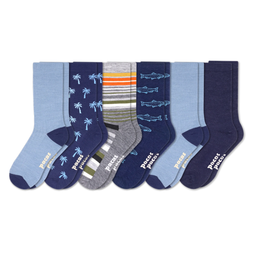 6 Pack - Men's Light-Weight Crew Pacas Socks