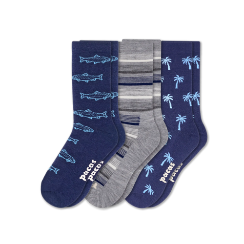 3 Pack - Men's Light-Weight Crew Pacas Socks