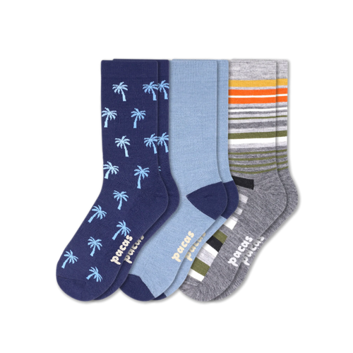 3 Pack - Men's Light-Weight Crew Pacas Socks