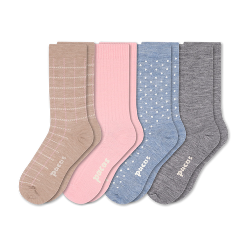 4 Pack - Women's Light-Weight Crew Pacas Socks