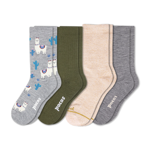4 Pack - Women's Light-Weight Crew Pacas Socks