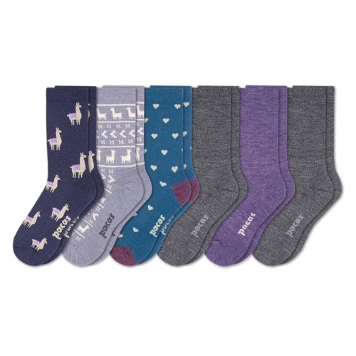 6 Pack - Women's Light-Weight Crew Pacas Socks