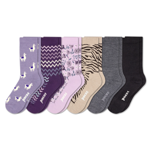6 Pack - Women's Light-Weight Crew Pacas Socks