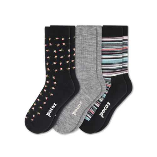 3 Pack - Women's Light-Weight Crew Pacas Socks
