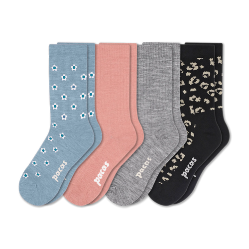 4 Pack - Women's Light-Weight Crew Pacas Socks