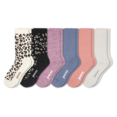 6 Pack - Women's Light-Weight Crew Pacas Socks