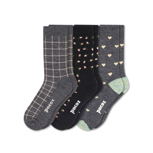 3 Pack - Women's Light-Weight Crew Pacas Socks