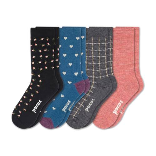 4 Pack - Women's Light-Weight Crew Pacas Socks