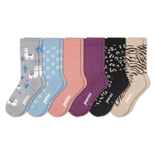 6 Pack - Women's Light-Weight Crew Pacas Socks