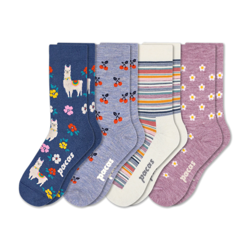4 Pack - Women's Light-Weight Crew Pacas Socks