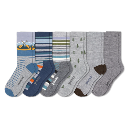 6 Pack - Men's Light-Weight Crew Pacas Socks