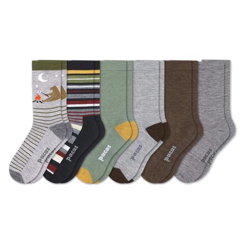 6 Pack - Men's Light-Weight Crew Pacas Socks