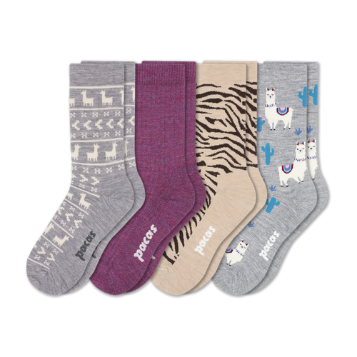 4 Pack - Women's Light-Weight Crew Pacas Socks