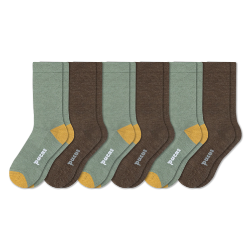 6 Pack - Men's Light-Weight Crew Pacas Socks