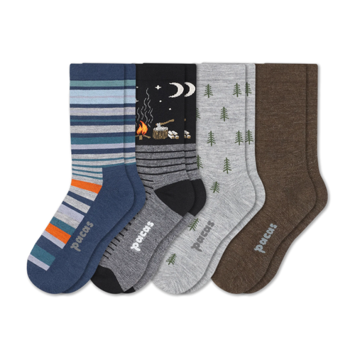 4 Pack - Men's Light-Weight Crew Pacas Socks