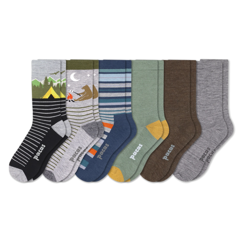 6 Pack - Men's Light-Weight Crew Pacas Socks