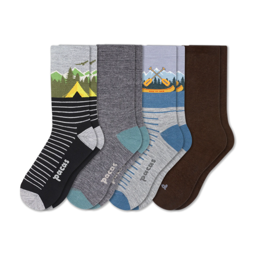 4 Pack - Men's Light-Weight Crew Pacas Socks